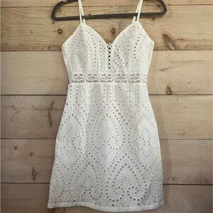 NEW Cry Baby White Eyelet Adjustable Spaghetti Strap Mini Dress XS